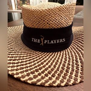 ⛳️🏆🩷 The Players Sawgrass Golf Hat Ahead Brand M/L EUC Navy & Straw Lined 🩷🏆⛳️